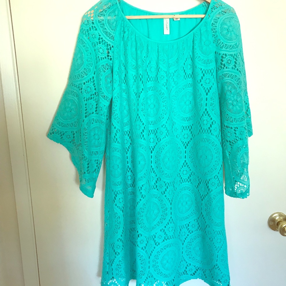 Turquoise Dress with hanging sleeves